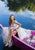Tarik Ediz - 50416 Floral Lace A-line Dress With Slit In Pink