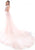Tarik Ediz - 50419 Floral Lace Sheath Dress With Sweep Train In Pink