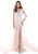 Tarik Ediz - 50419 Floral Lace Sheath Dress With Sweep Train In Pink