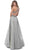Tarik Ediz - 50436 Embellished Deep V-neck A-line Dress In Gray