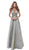 Tarik Ediz - 50436 Embellished Deep V-neck A-line Dress In Gray