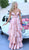 Tarik Ediz - 50470 Plunging V-Neck Tiered A-Line Evening Gown In Pink