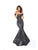 Tarik Ediz - 93622 Off-Shoulder Jacquard Mermaid Dress With Train