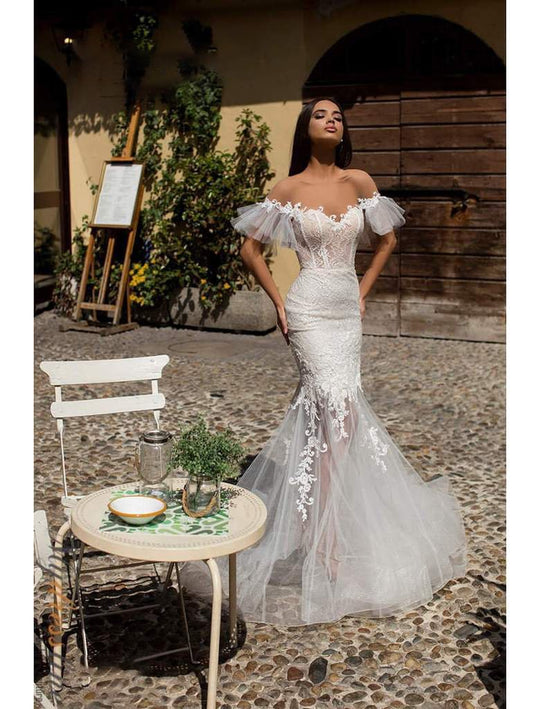 Tarik Ediz - 93645 Bedazzled Illusion Neck Mermaid Dress With Train