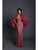 Tarik Ediz - 93708 Lace Illusion/Deep V-neck Dress With Feather Boa