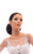 Tarik Ediz - 93404 Long Sleeve Illusion Embellished Sheath Gown In White