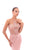 Tarik Ediz - 93408 Illusion Beaded Floral Lace High Slit Gown In Pink