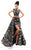 Tarik Ediz - 93443 Floral Fitted High Low Evening Gown In Black