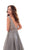 Tarik Ediz - 93444 Plunging Mermaid Gown with A-Line Overskirt In Gray