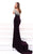 Tarik Ediz - 93464 Metallic Fringe Ornate Illusion Sheath Gown In Purple