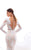Tarik Ediz - 93467 Embroidered Fitted Lace Evening Dress In White