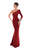Tarik Ediz - 93475 One Shoulder Sleeve Fitted Evening Dress In Red