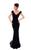 Tarik Ediz - 93477 Fitted Cowl Evening Dress In Black