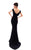 Tarik Ediz - 93477 Fitted Cowl Evening Dress In Black