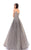 Tarik Ediz - 93480 Floral Appliqued Pleated Ballgown In Gray