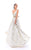 Tarik Ediz - 93484 Plunging V-Neck Gilded Blossoms Ballgown In White