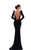 Tarik Ediz - 93485 Fitted Long Sleeves Cowl Evening Dress In Black