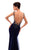Tarik Ediz - 93491 Beaded Plunging Gown with Train In Blue