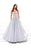 Tarik Ediz - 93492 Soft Pleated Plunging Bow Ballgown In Silver