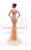 Tarik Ediz - 93495 Illusion High Neckline Beaded Long Sleeve Dress In White and Neutral