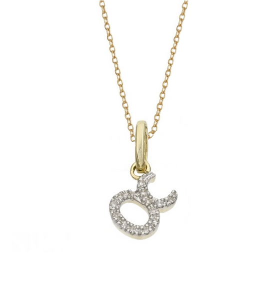 Rachael Ryen - Taurus Diamond Zodiac Charm Necklace in Gold