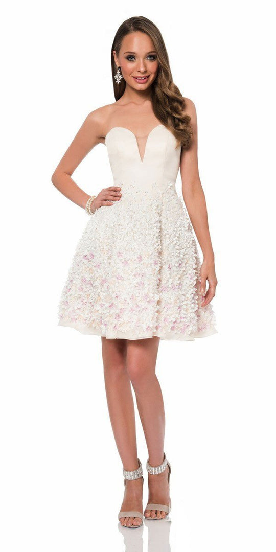 Terani Couture - Fascinating Floral Sleeveless Dress 1611P0107 In White