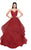 Terani Couture - 1811P5849 Sleeveless Glitter Tulle Ruffled Gown In Red