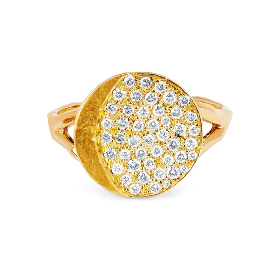 18k Waxing Gibbous Moon Phase Coin Ring