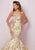 Tiffany Homecoming - 46095 Lace Appliqued Fitted Mermaid Gown In Gold and Neutral