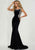 Tiffany Homecoming - 46112 Beaded Bateau Velvet Trumpet Dress In Black