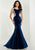 Tiffany Homecoming - 46112 Beaded Bateau Velvet Trumpet Dress In Blue