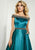 Tiffany Homecoming - 46115 Beaded Off-Shoulder A-Line Gown In Blue and Green