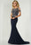 Tiffany Homecoming - 46116 Beaded Cold Shoulder Fitted Evening Gown In Blue and Gray