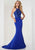 Tiffany Homecoming - 46121 Appliqued Fitted Halter Evening Dress In Blue
