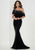 Tiffany Designs Fitted Embellished Asymmetric Trumpet Gown 46125 In Black