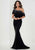 Tiffany Homecoming - 46125 Embellished Asymmetric Velvet Trumpet Dress In Black