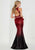 Tiffany Homecoming - 46126 Peplum Ornate Ombre Sequined Mermaid Gown In Red and Black