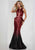 Tiffany Homecoming - 46126 Peplum Ornate Ombre Sequined Mermaid Gown In Red and Black