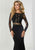 Tiffany Homecoming - 46129 Long Sleeve Lace Ornate Illusion Paneled Gown In Black