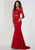 Tiffany Homecoming - 46129 Long Sleeve Lace Ornate Illusion Paneled Gown In Red