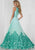 Tiffany Homecoming - 46130 Plunge Bodice Bejeweled Lace Trimmed Ballgown In Blue and Green