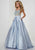 Tiffany Homecoming - 46132 Beaded Scoop Neck Pleated Ballgown In Blue and Neutral