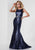 Tiffany Homecoming - 46135 Bateau Neck Sequined Trumpet Gown In Blue