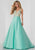 Tiffany Homecoming - 46139 Beaded Deep V-neck Satin A-line Gown In Green