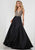 Tiffany Homecoming - 46139 Beaded Deep V-neck Satin A-line Gown In Gray and Black