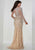 Tiffany Designs - Jeweled Long Sleeve Plunging Sheath Gown 46140 In Neutral
