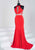 Tiffany Homecoming - 46141 Bead Accented Halter Trumpet Dress In Red