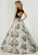 Tiffany Homecoming - 46143 Velvet V-neck Printed Brocade Ballgown In Black and Silver