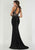 Tiffany Designs - Beaded Halter Jersey Sheath Dress 46144 In Black