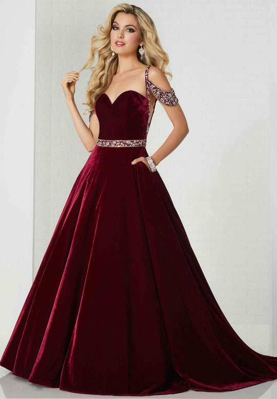 Tiffany Homecoming - 46146 Sweetheart Beaded Velvet Ballgown In Red